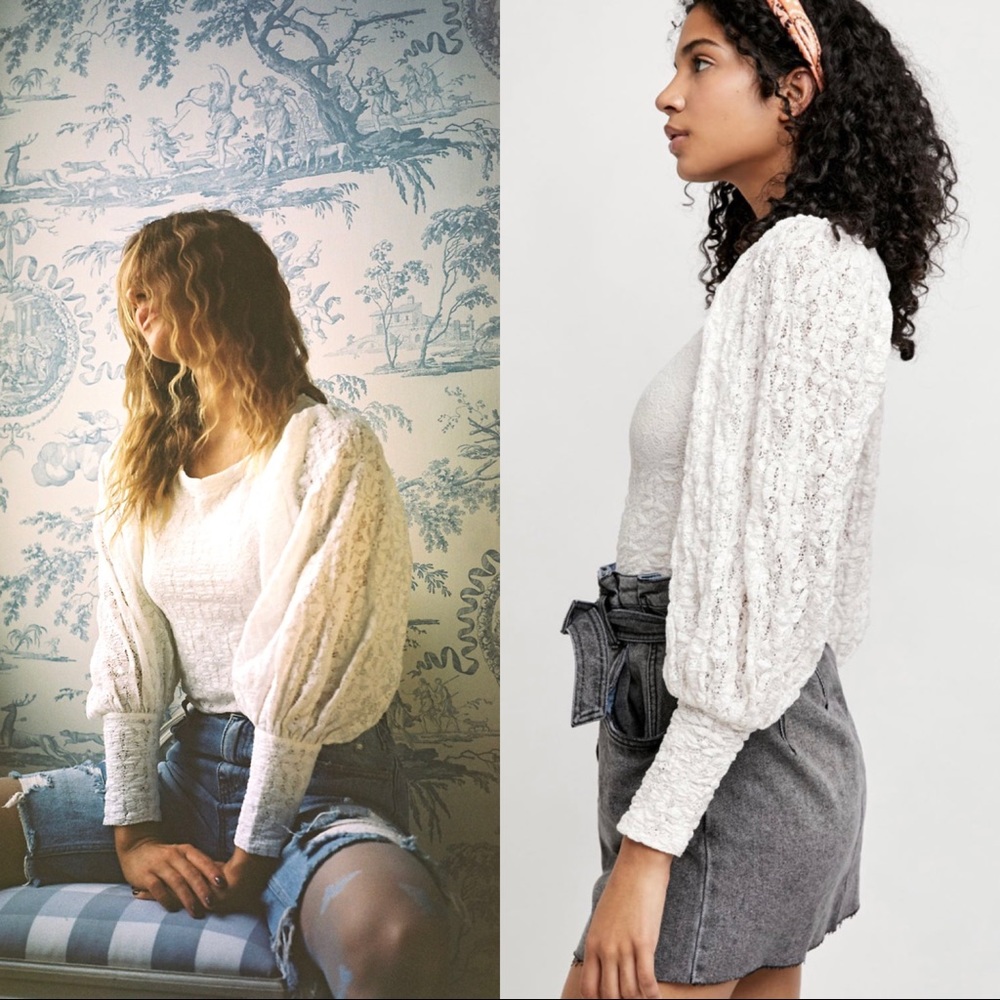 Free People Tea Time Jacquard Blouse